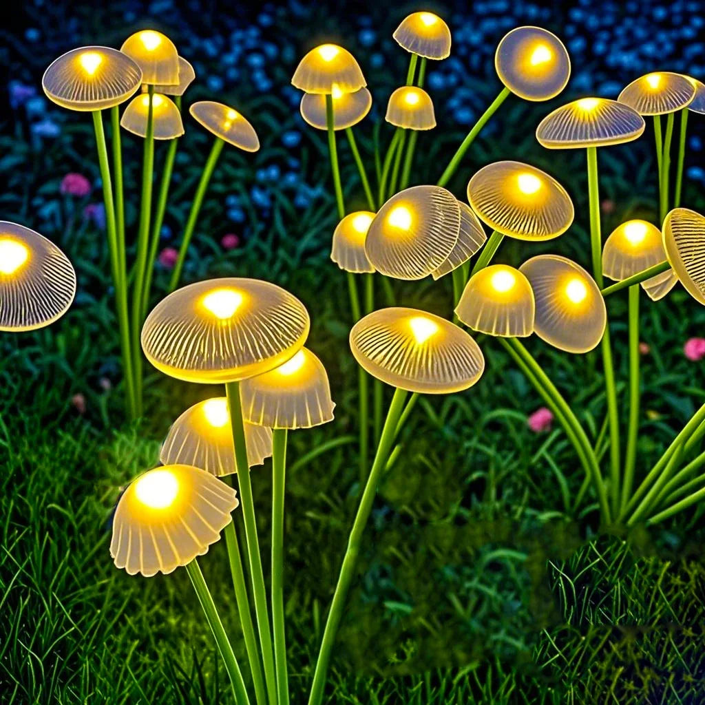 Solar Pathway Light Set LED Mushroom Lights Waterproof