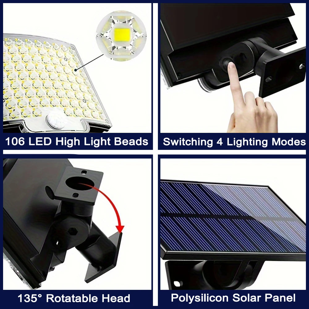 Solar Motion Sensor Flood Light 106 LED 3500 LM