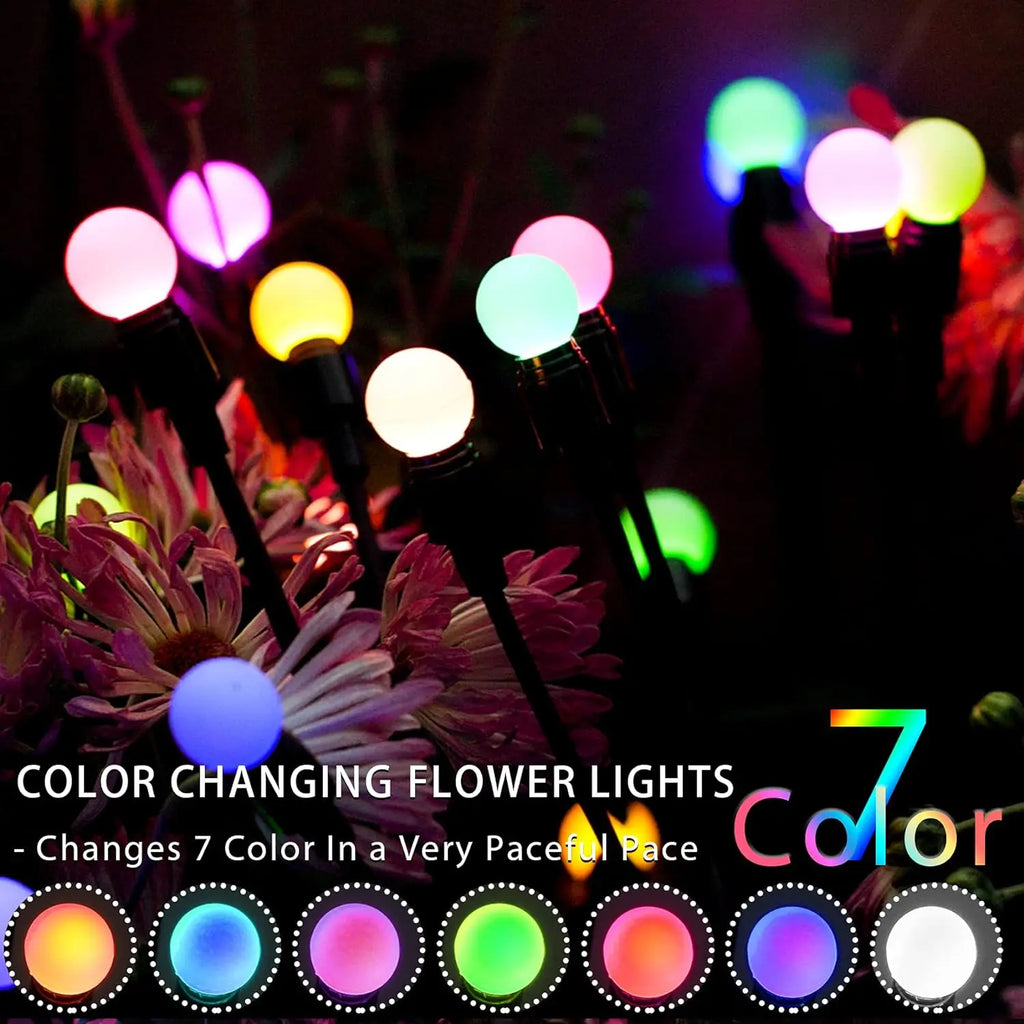 10 LED Firefly Solar Garden Lights Waterproof for Outdoor Use
