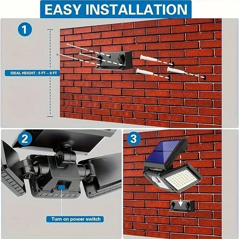 Solar Motion-Sensor Light with 3 Heads and IP44 Rating