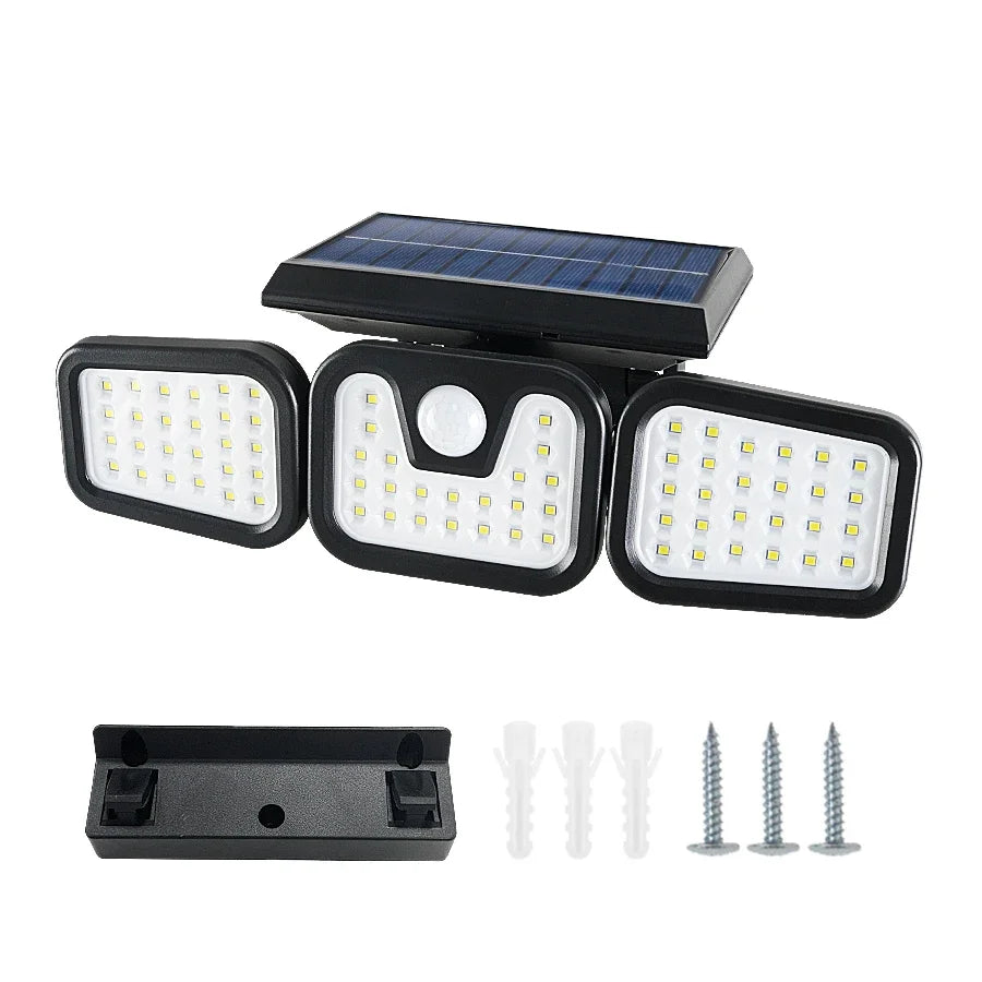 Solar Motion-Sensor Light with 3 Heads and IP44 Rating