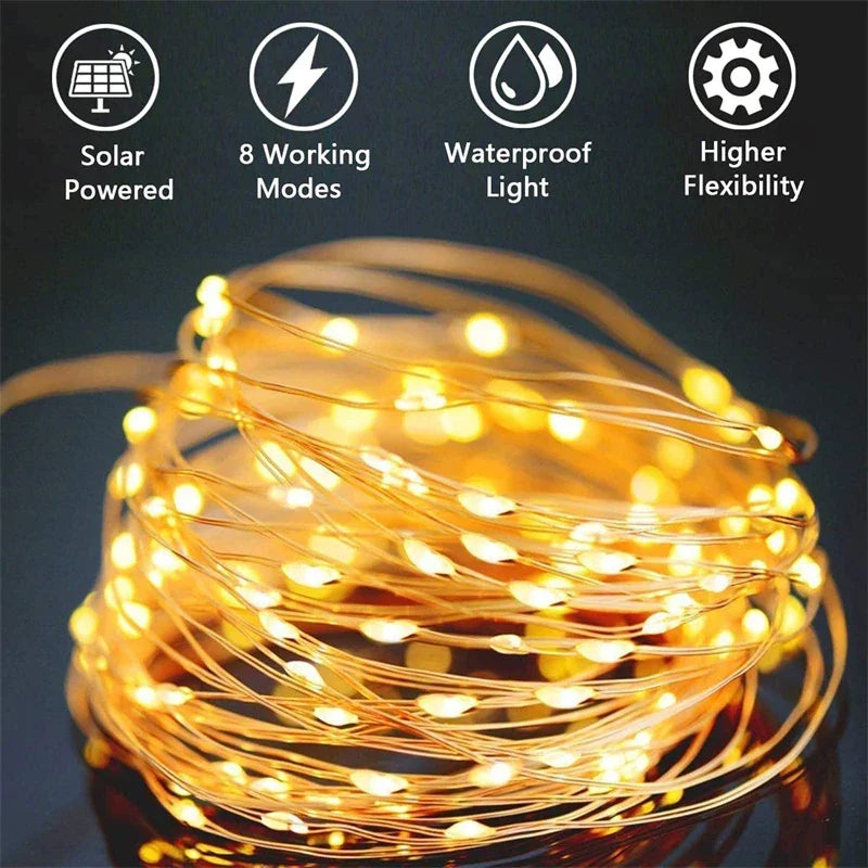 LED Solar String Fairy Lights 7M 12M 22M 32M Waterproof