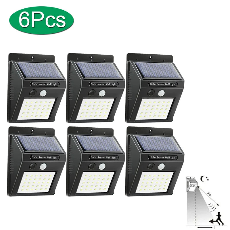 Solar Motion-Sensor Wall Light 30 LED 16W IP65 Waterproof