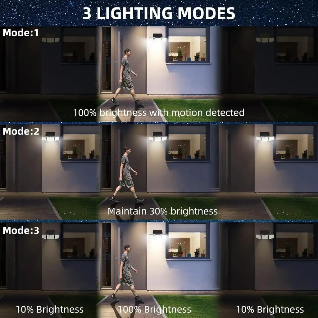 Solar Motion-Sensor Light with 3 Heads and IP44 Rating