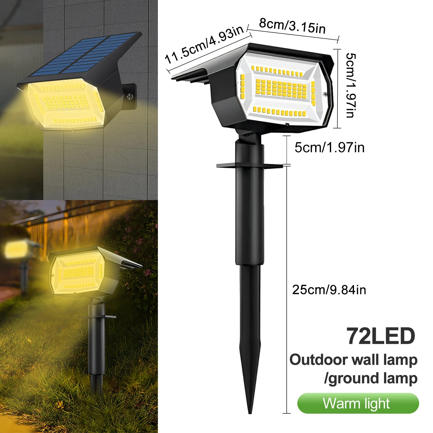 LED Solar Landscape Spotlight Set with 72 and 68 LEDs