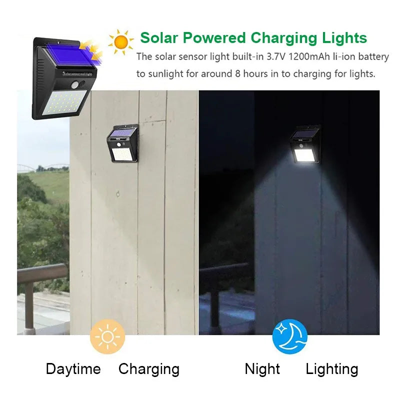 Solar Motion-Sensor Wall Light 30 LED 16W IP65 Waterproof