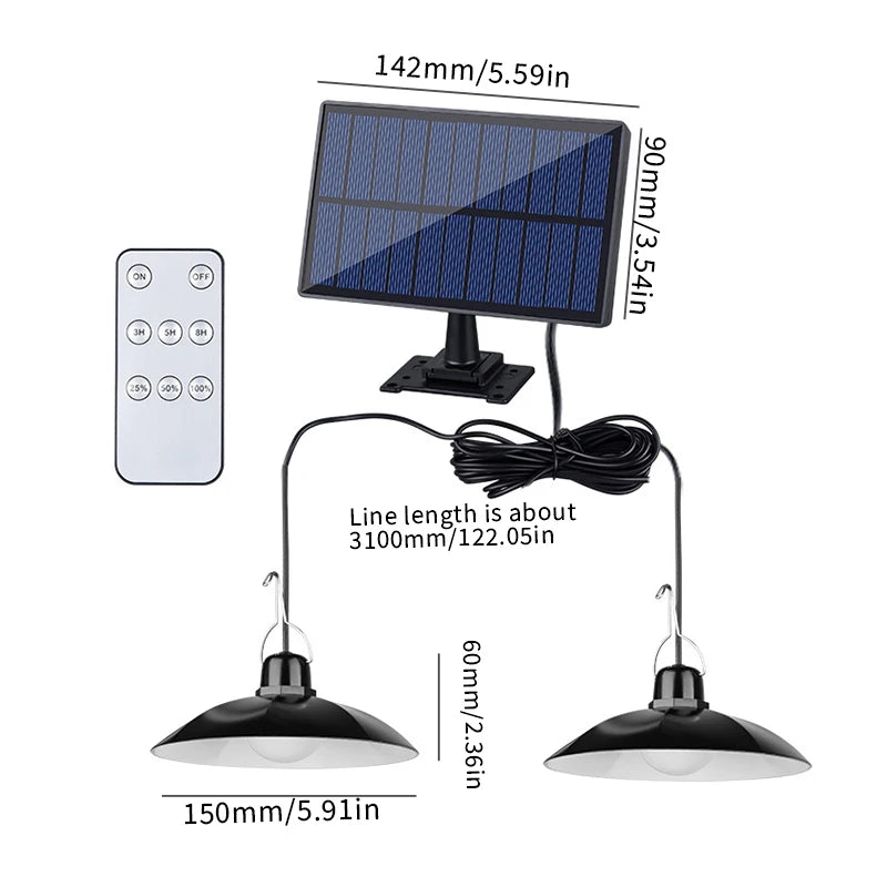 Solar Pendant Light with Remote Control for Outdoor Use