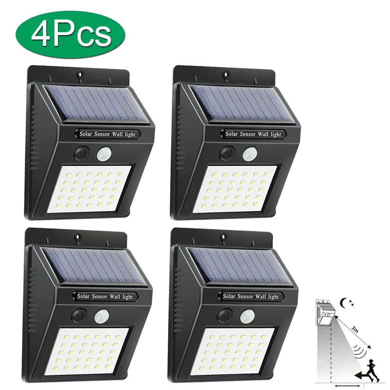 Solar Motion-Sensor Wall Light 30 LED 16W IP65 Waterproof