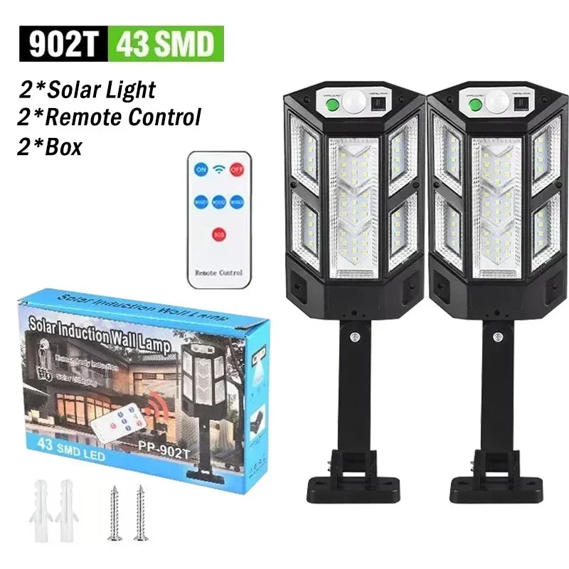 Solar Outdoor Wall Lamp with Motion Sensor and Remote Control