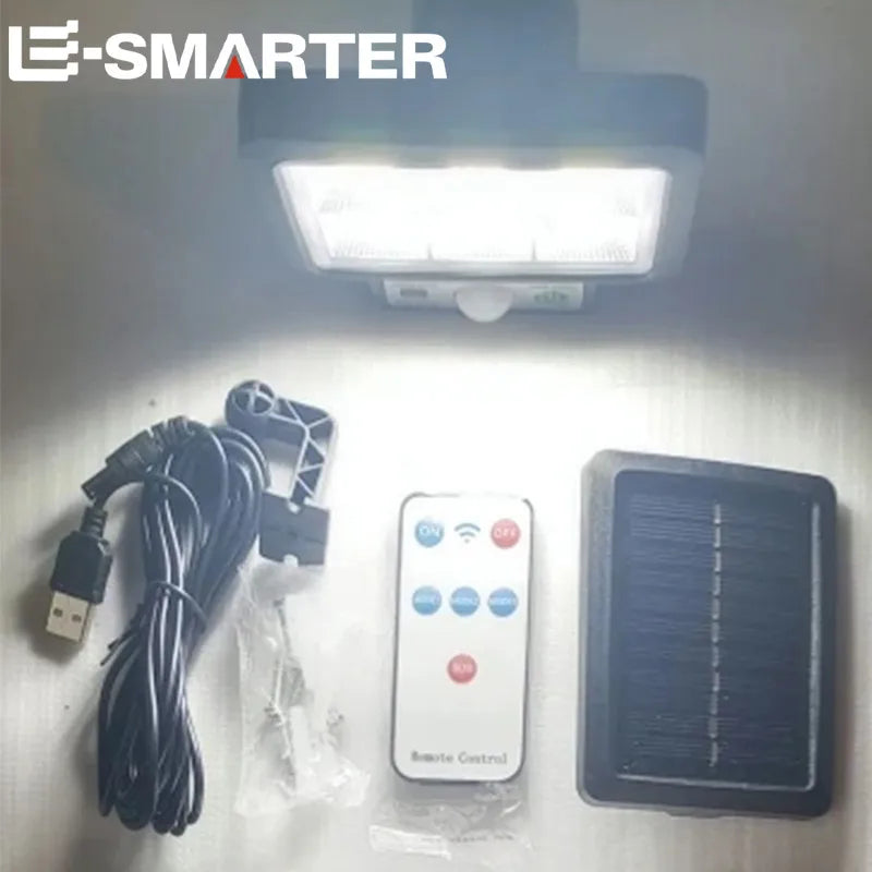 Solar Motion Sensor Wall Lamp 72 COB LED Remote Control