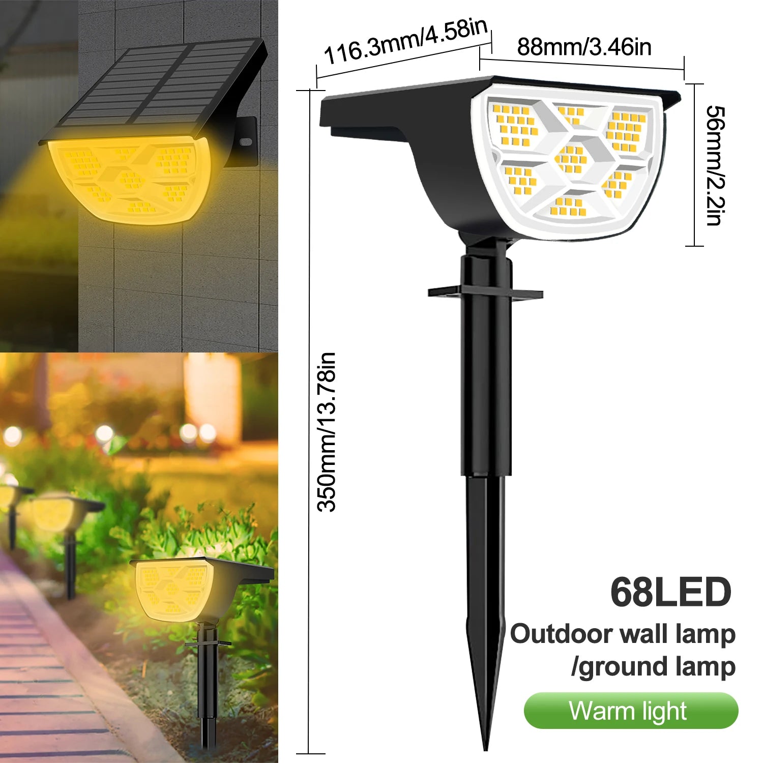 LED Solar Landscape Spotlight Set with 72 and 68 LEDs