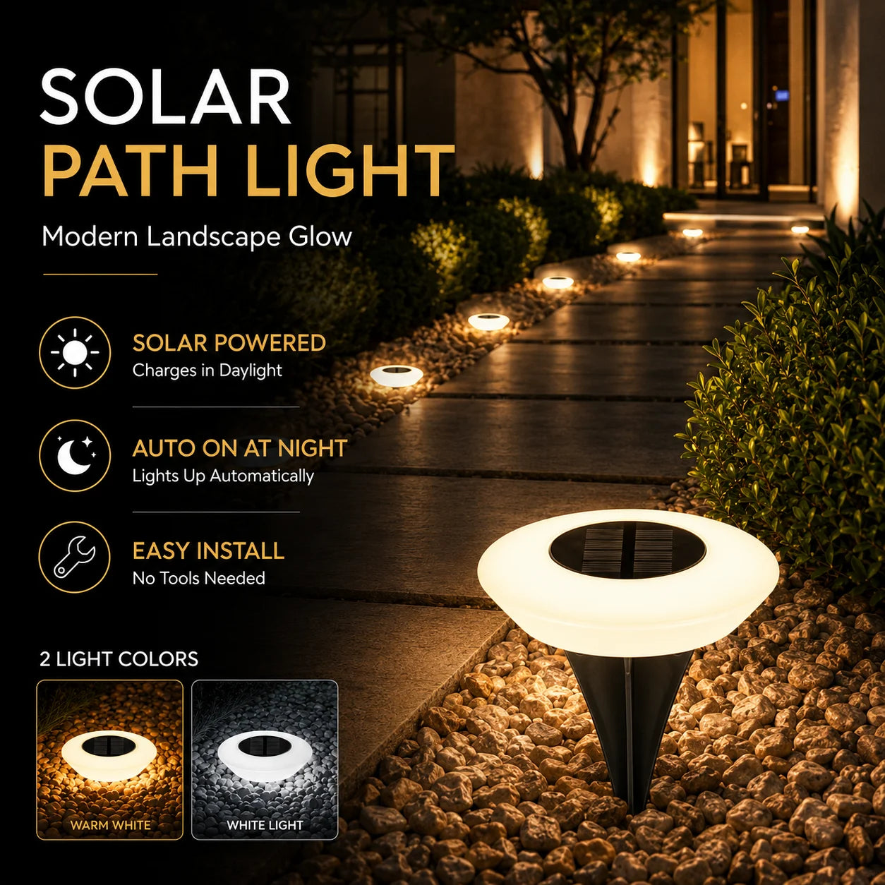 Solar Lawn Lamp Set with 14 LED Lights and IP65 Waterproof