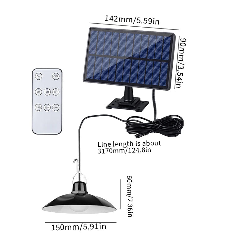 Solar Pendant Light with Remote Control for Outdoor Use