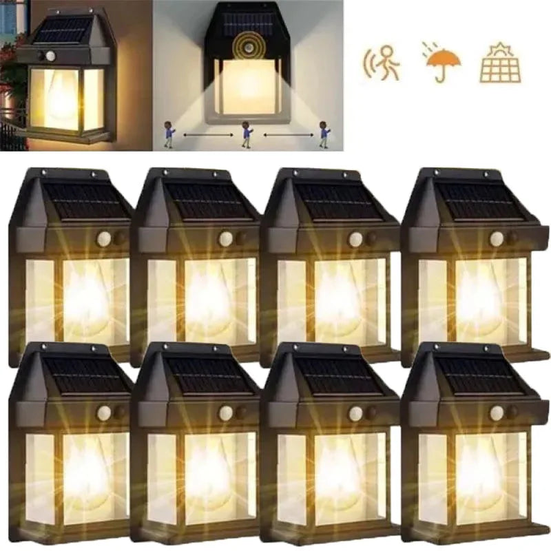 Solar Motion Sensor Wall Light Set IPX65 Outdoor Security