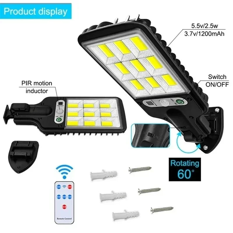Solar Outdoor Wall Lamp with Motion Sensor and Remote Control