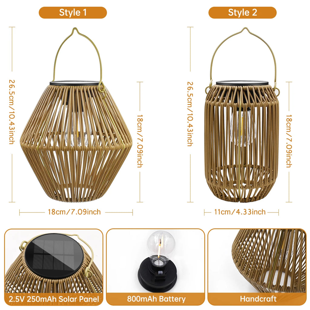 Brightguard Solar Lantern Outdoor Waterproof Woven Rattan Light