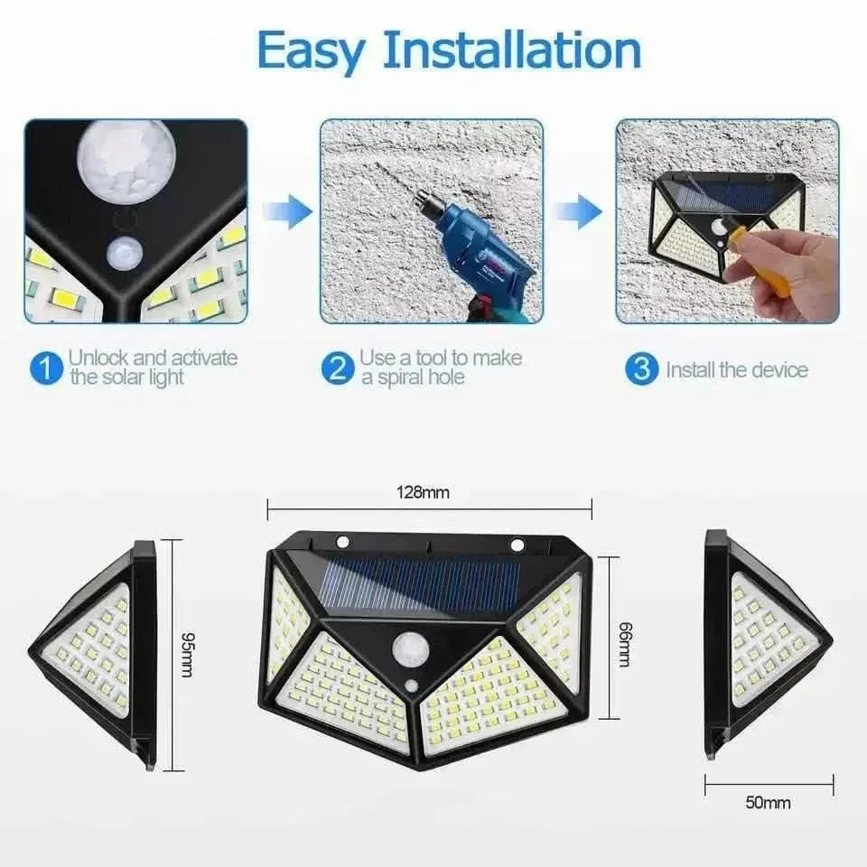 Brightguard Solar Motion-Sensor Wall Light 100 LED Waterproof