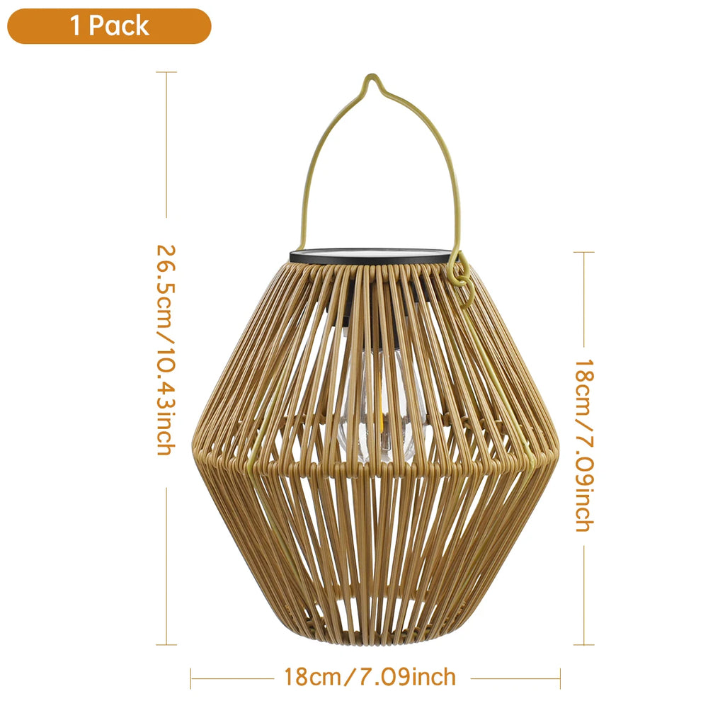 Brightguard Solar Lantern Outdoor Waterproof Woven Rattan Light