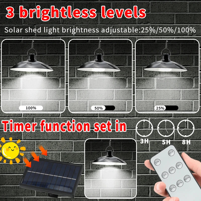 Solar Pendant Light with Remote Control for Outdoor Use