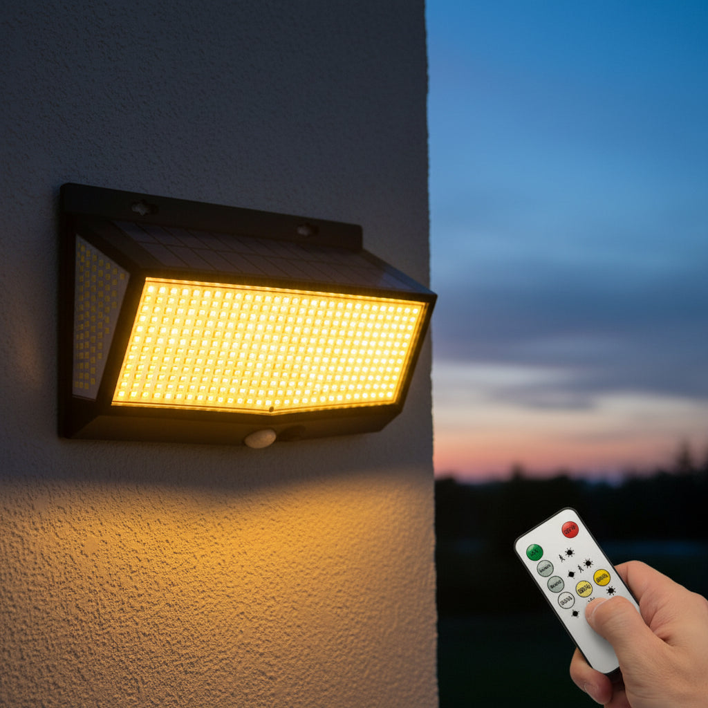 Solar Motion-Sensor Flood Light 528 LED Waterproof