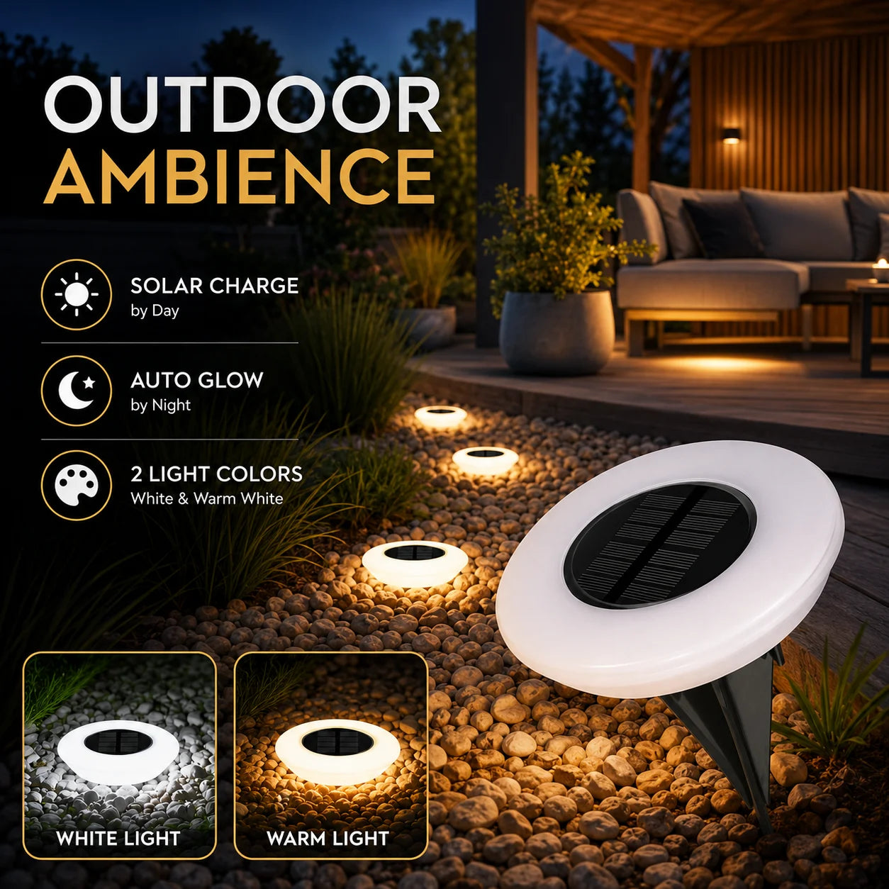Solar Lawn Lamp Set with 14 LED Lights and IP65 Waterproof