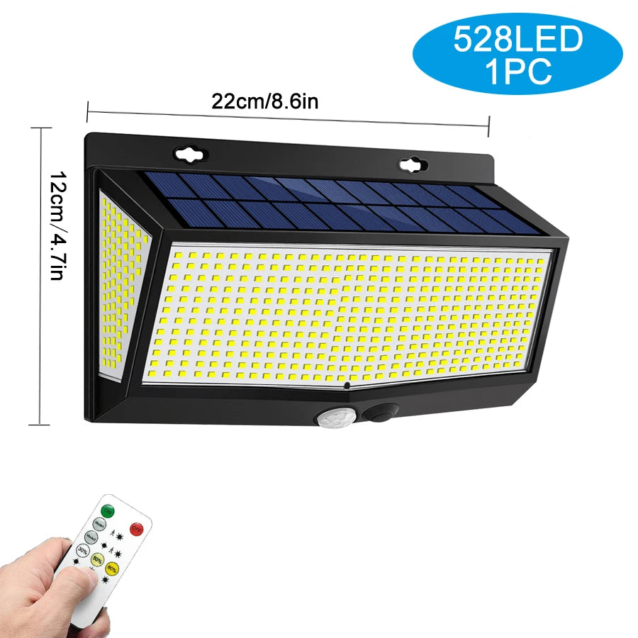 Solar Motion-Sensor Flood Light 528 LED Waterproof