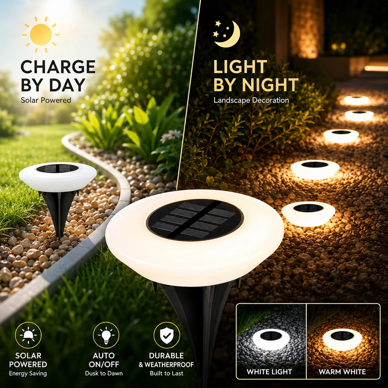 Solar Lawn Lamp Set with 14 LED Lights and IP65 Waterproof