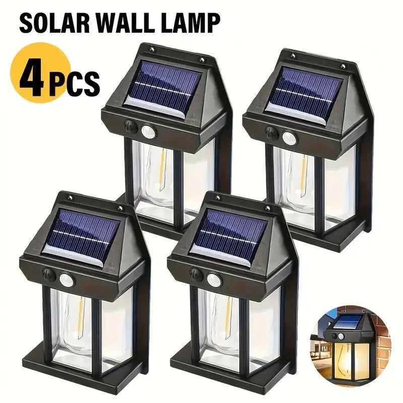 Solar Motion Sensor Wall Light Set IPX65 Outdoor Security
