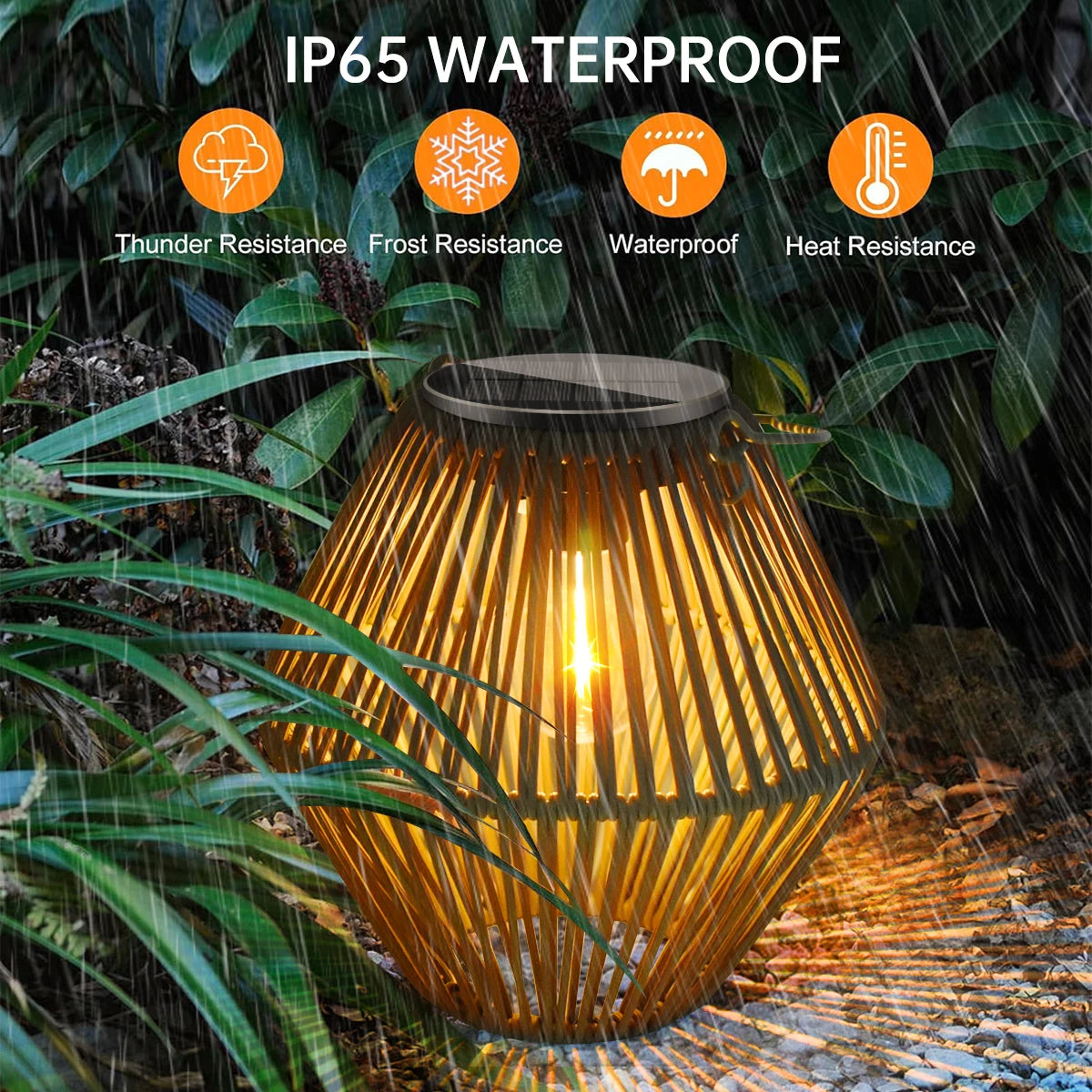 Brightguard Solar Lantern Outdoor Waterproof Woven Rattan Light