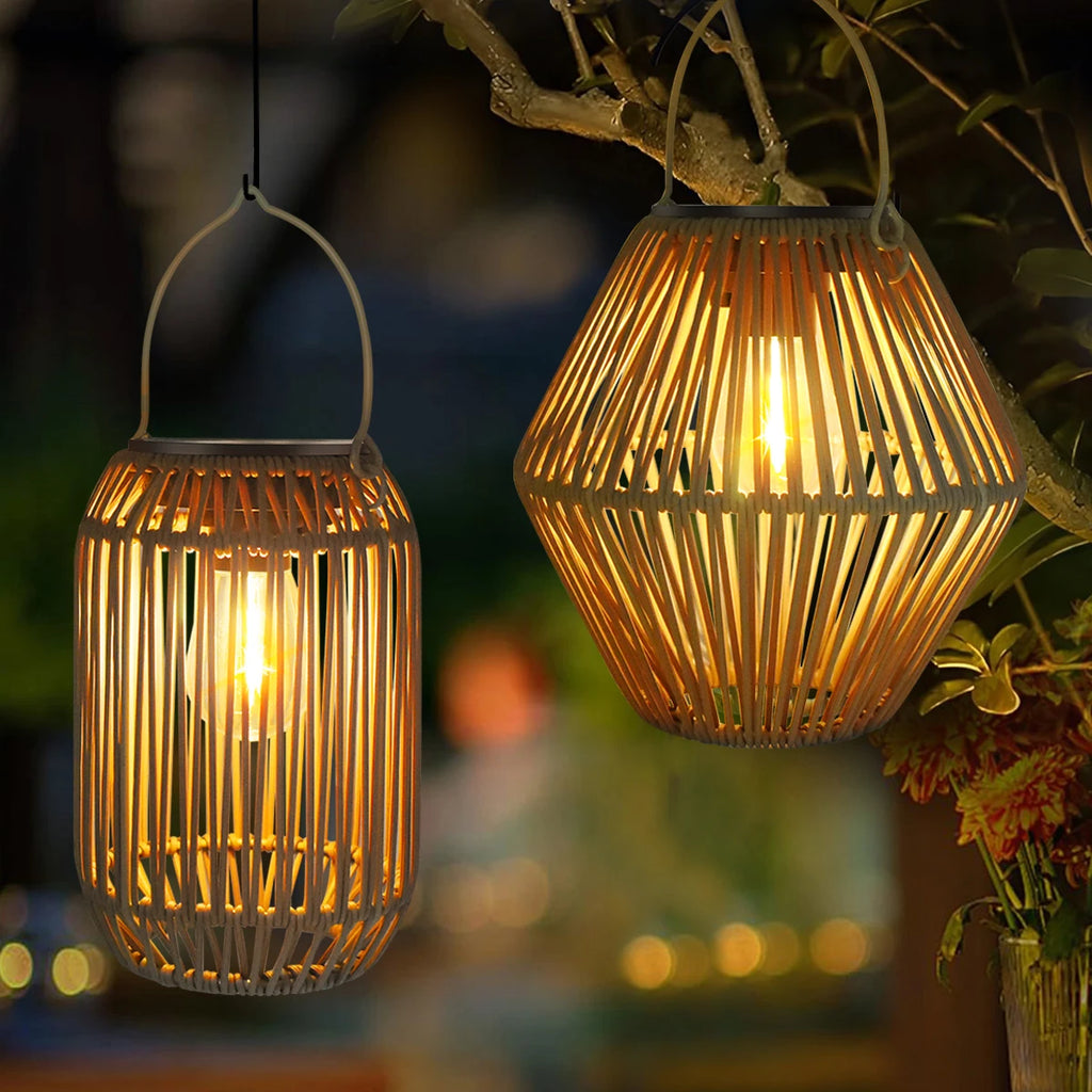 Brightguard Solar Lantern Outdoor Waterproof Woven Rattan Light