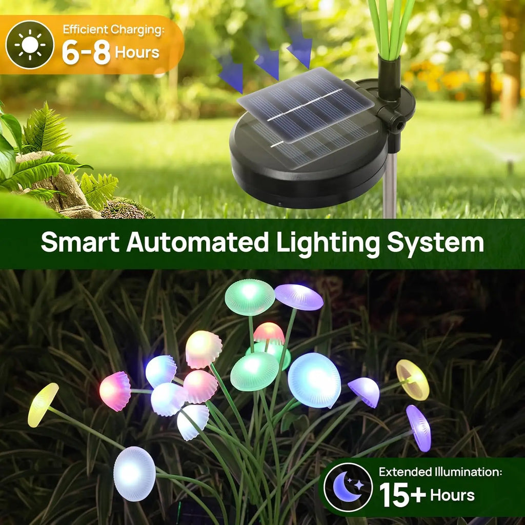 Solar Pathway Light Set LED Mushroom Lights Waterproof