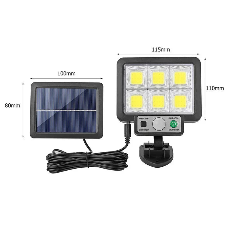 Solar Motion Sensor Wall Lamp 72 COB LED Remote Control