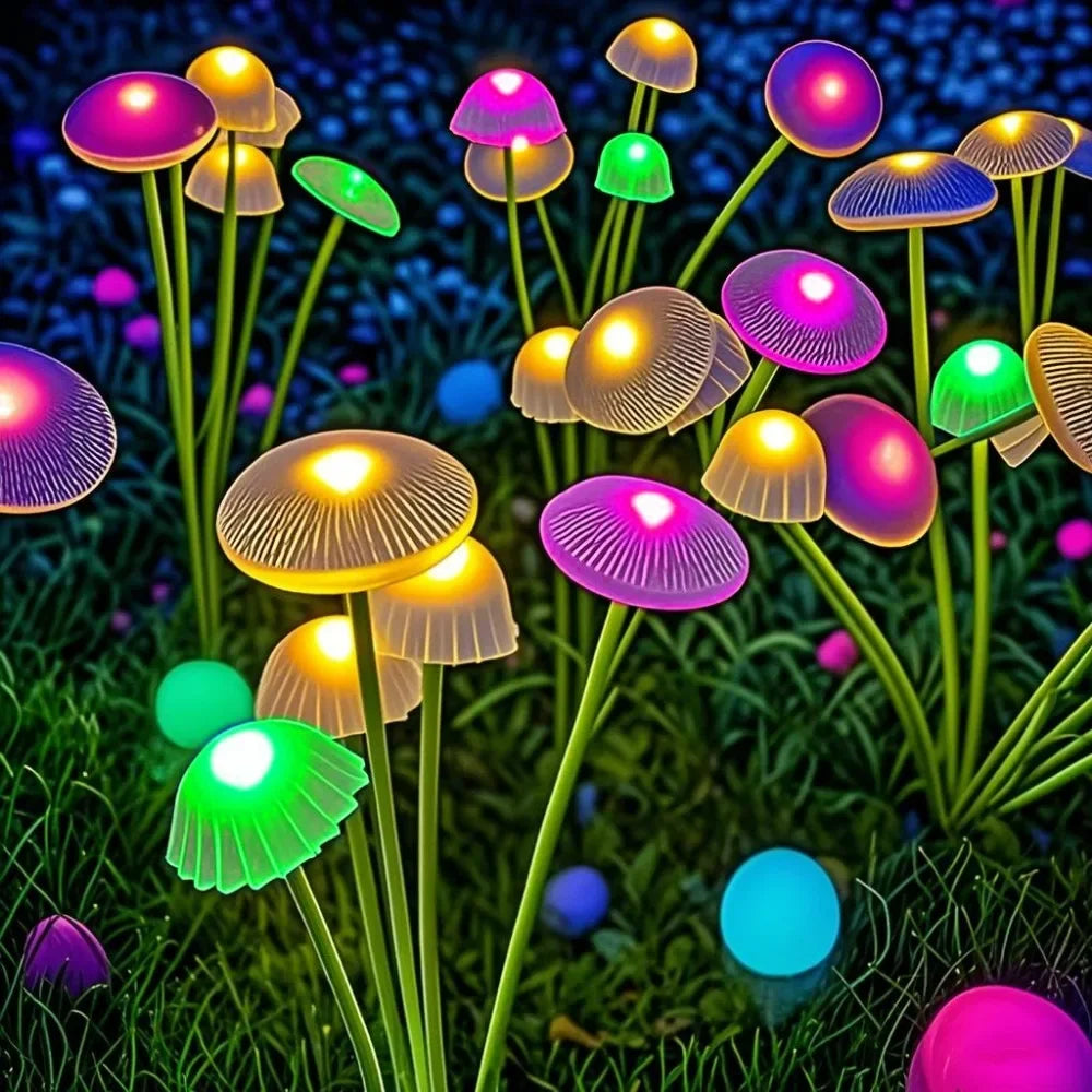 Solar Pathway Light Set LED Mushroom Lights Waterproof