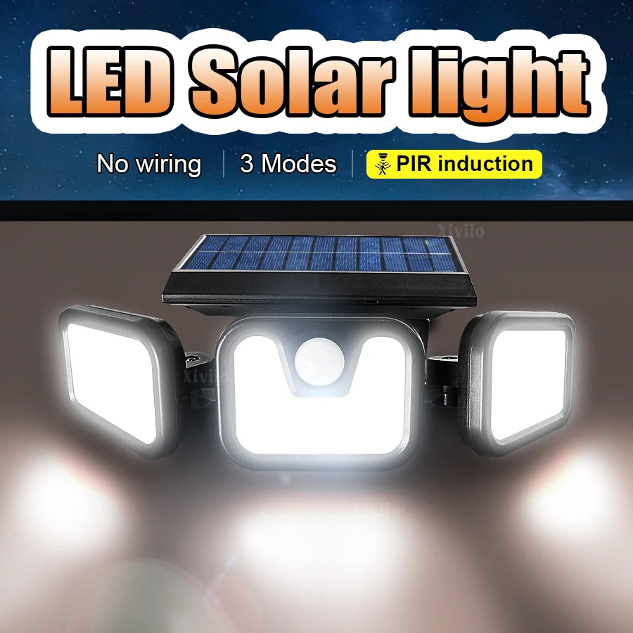 Solar Motion-Sensor Light with 3 Heads and IP44 Rating