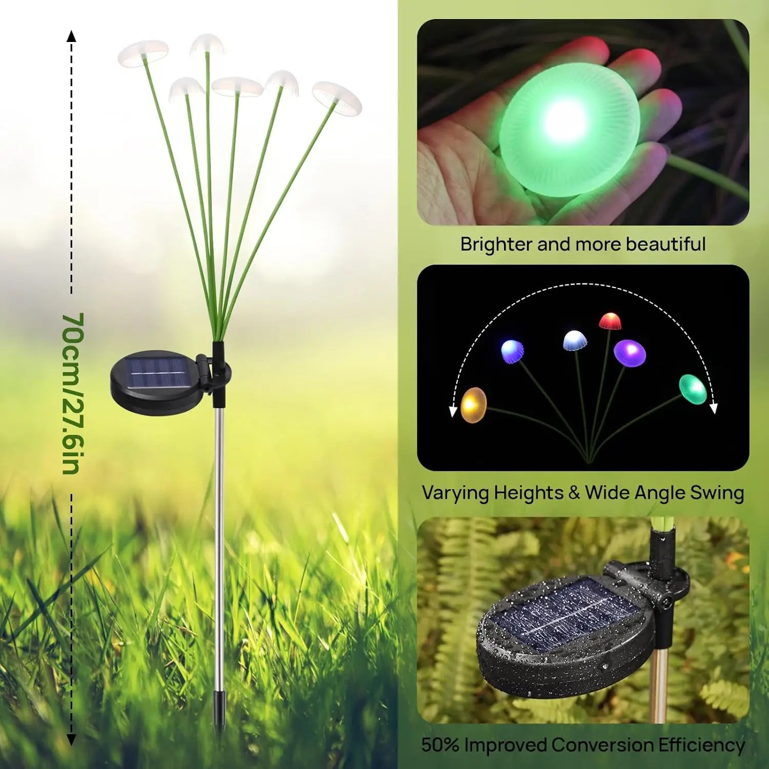 Solar Pathway Light Set LED Mushroom Lights Waterproof