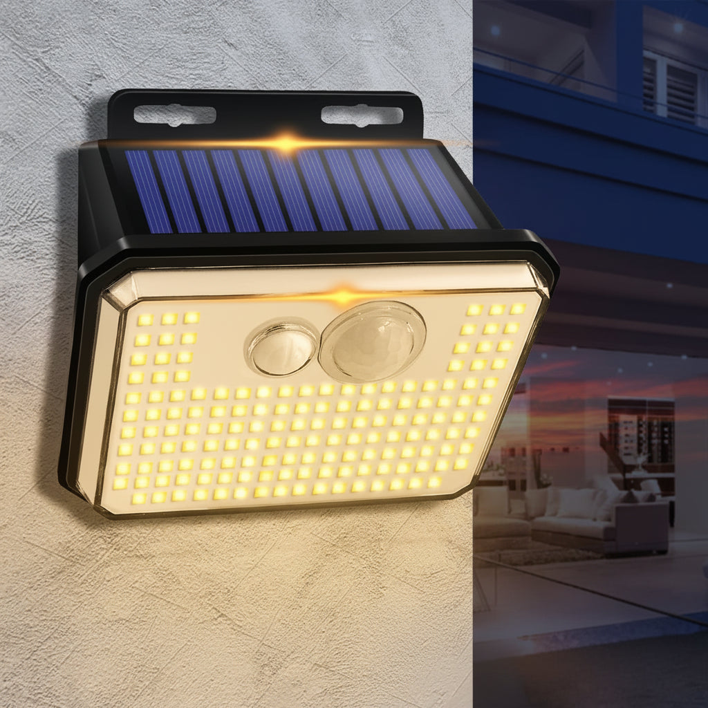 Solar Motion Sensor Wall Light with 148 LEDs and IP65 Rating