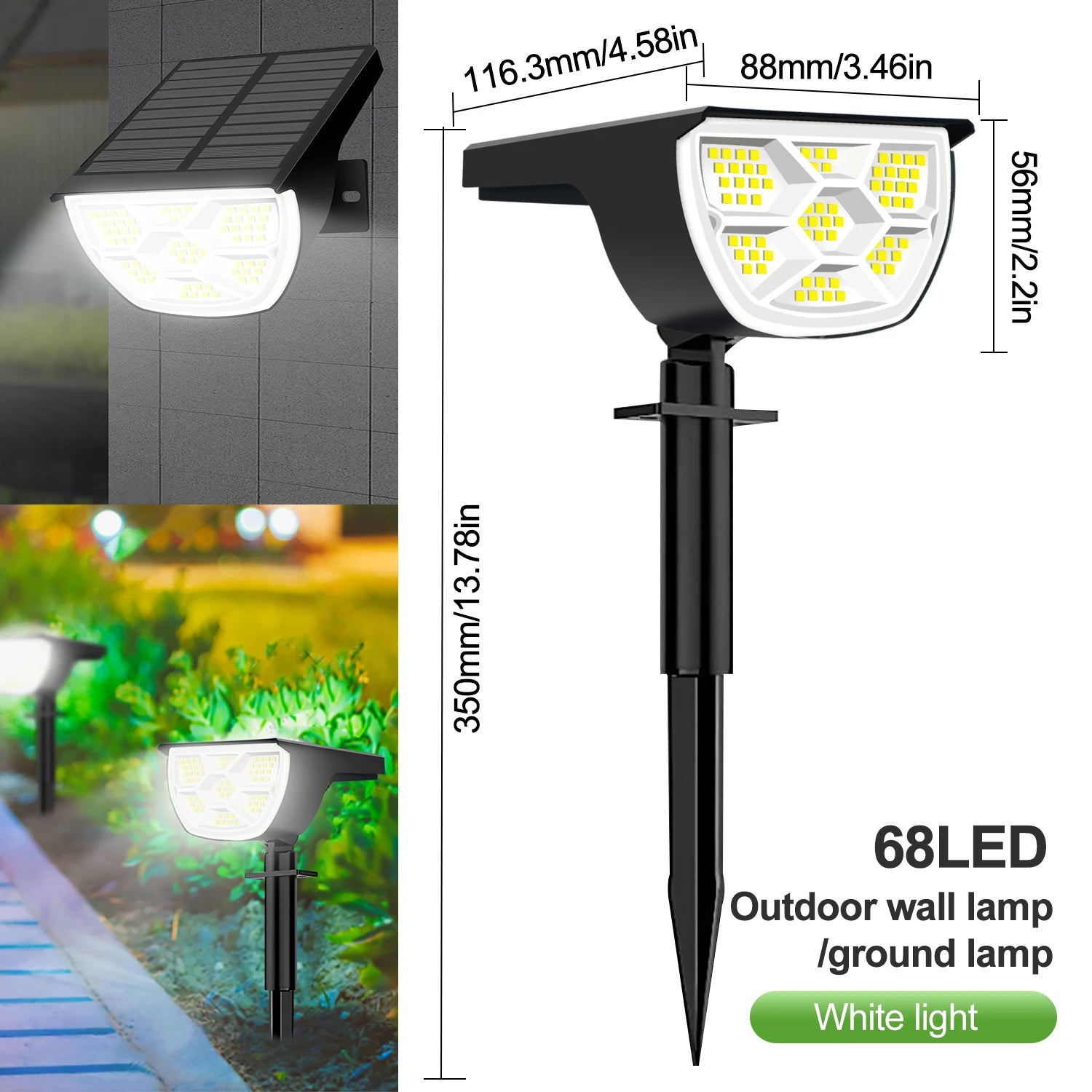 LED Solar Landscape Spotlight Set with 72 and 68 LEDs