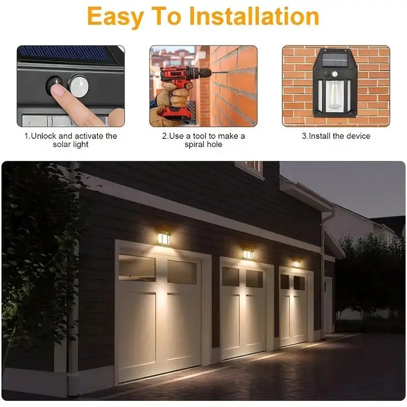 Solar Motion Sensor Wall Light Set IPX65 Outdoor Security