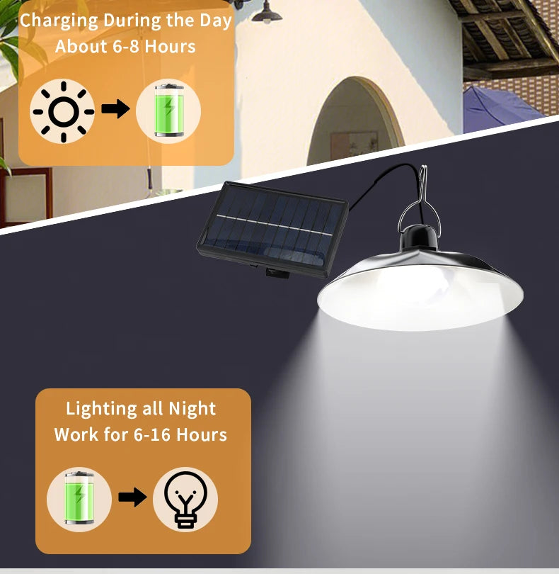 Solar Pendant Light with Remote Control for Outdoor Use