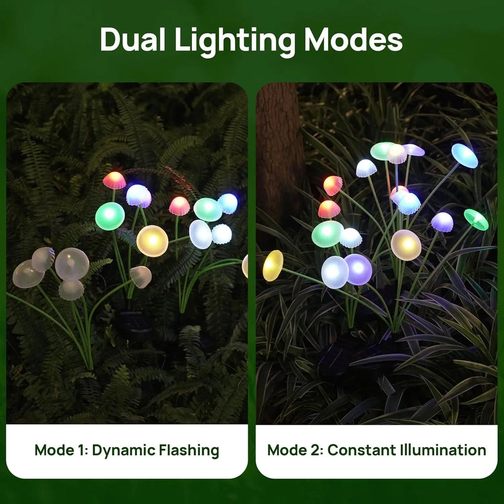 Solar Pathway Light Set LED Mushroom Lights Waterproof