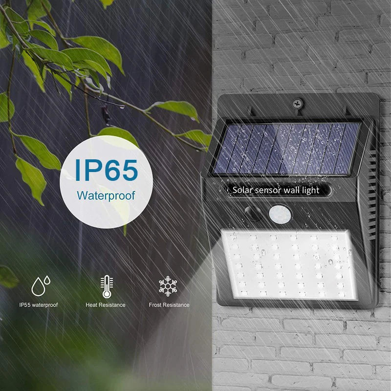 Solar Motion-Sensor Wall Light 30 LED 16W IP65 Waterproof