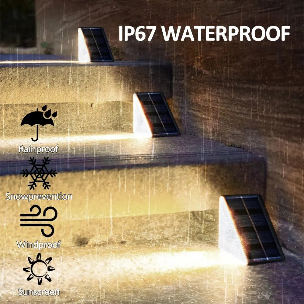 Solar Step Light Set Warm White IP67 Waterproof Outdoor