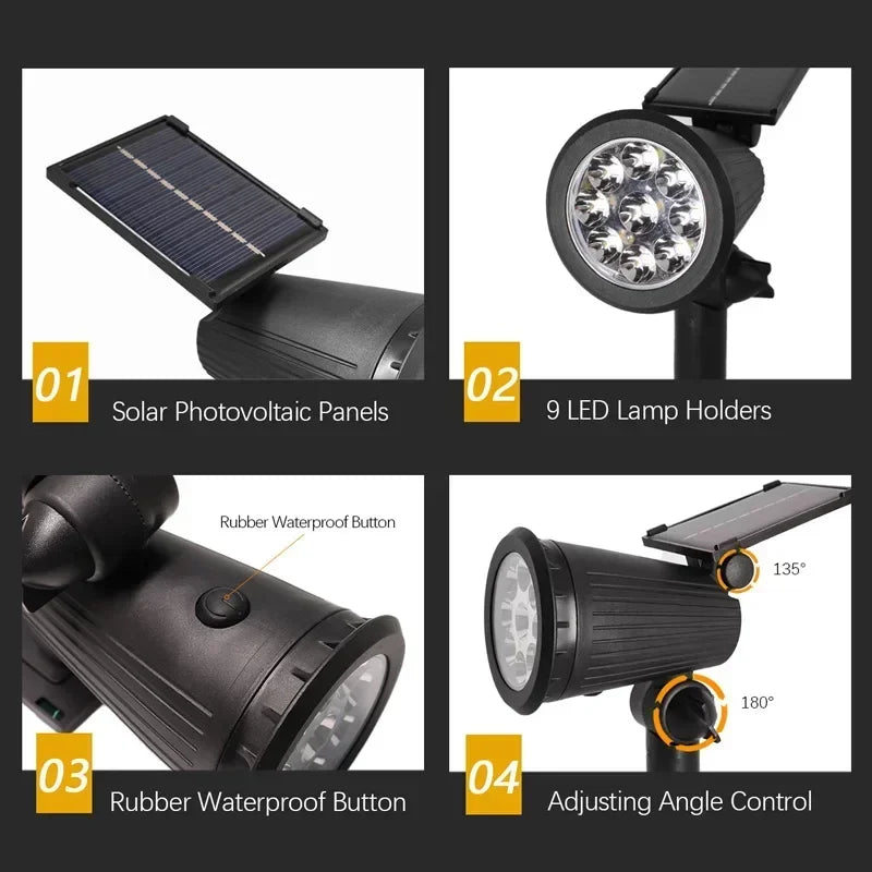 LED Solar Spotlight Adjustable IP65 Waterproof Landscape Light