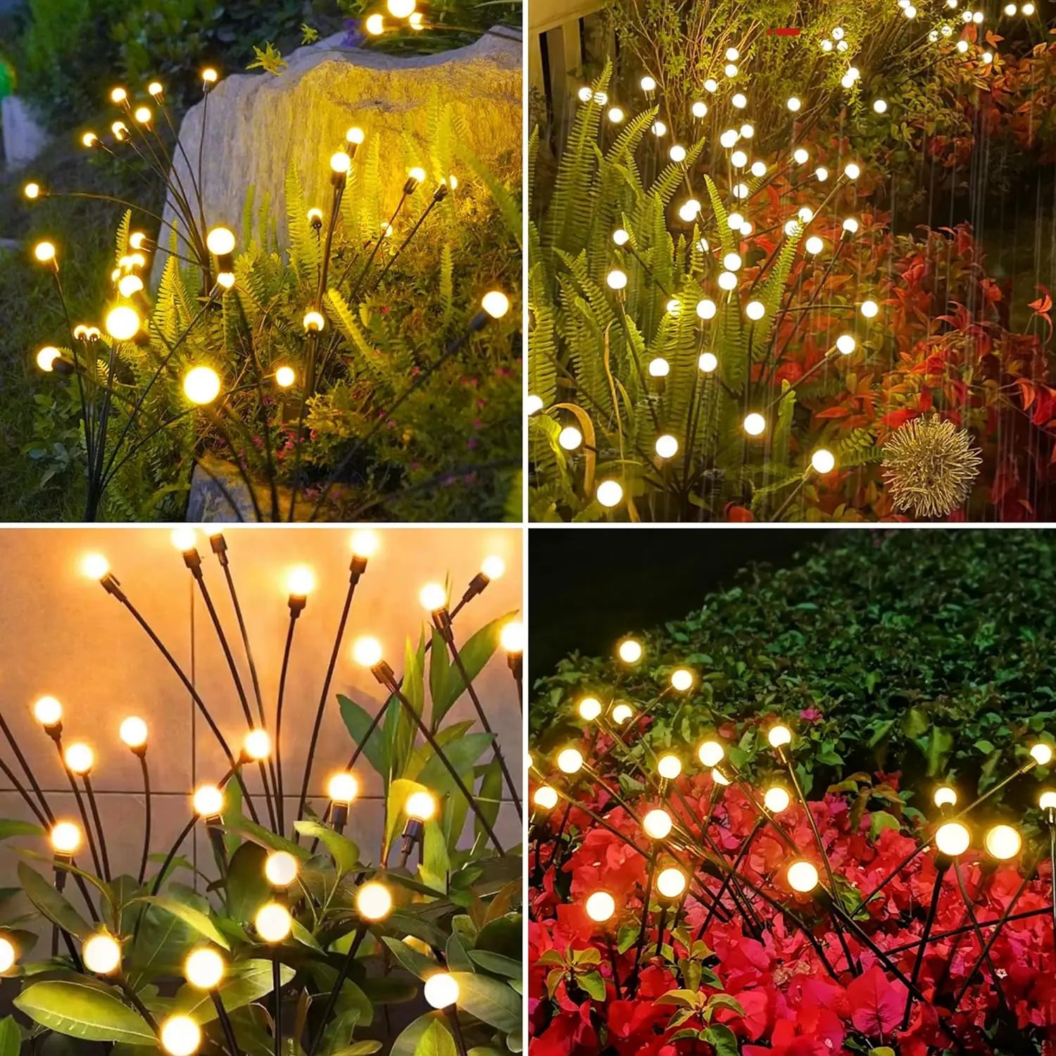 10 LED Firefly Solar Garden Lights Waterproof for Outdoor Use