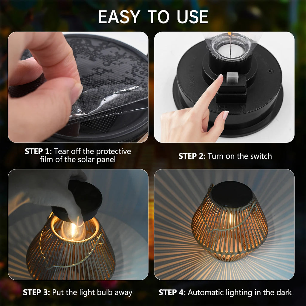 Brightguard Solar Lantern Outdoor Waterproof Woven Rattan Light