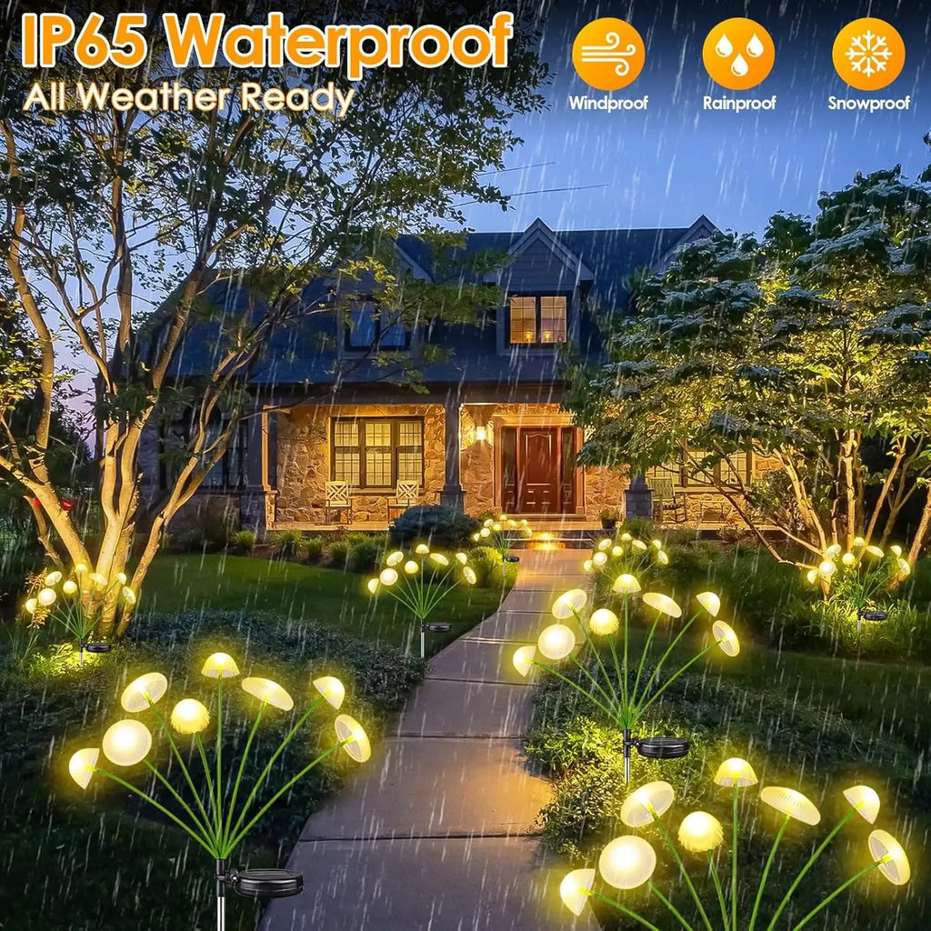 Solar Pathway Light Set LED Mushroom Lights Waterproof