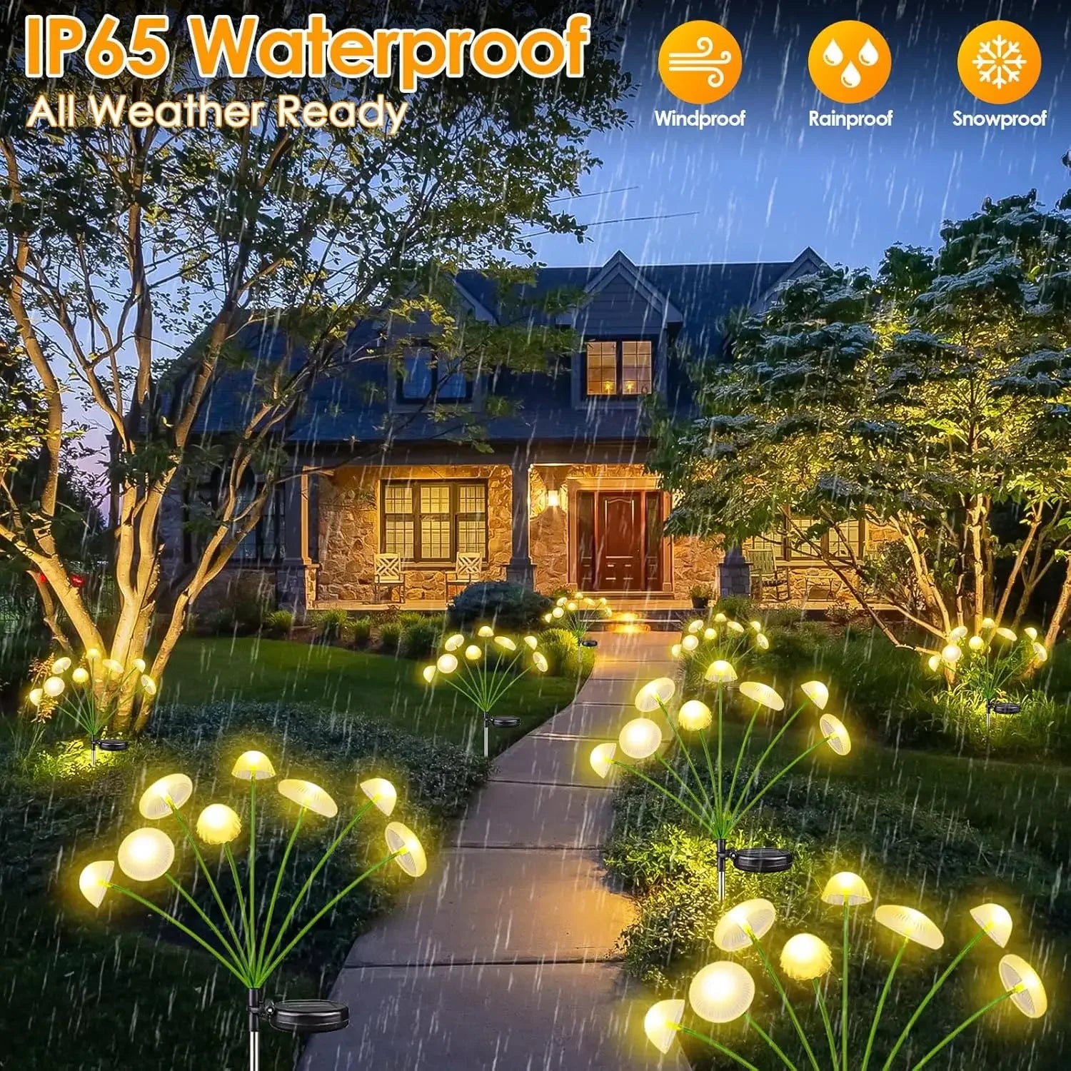 Solar Pathway Light Set LED Mushroom Lights Waterproof
