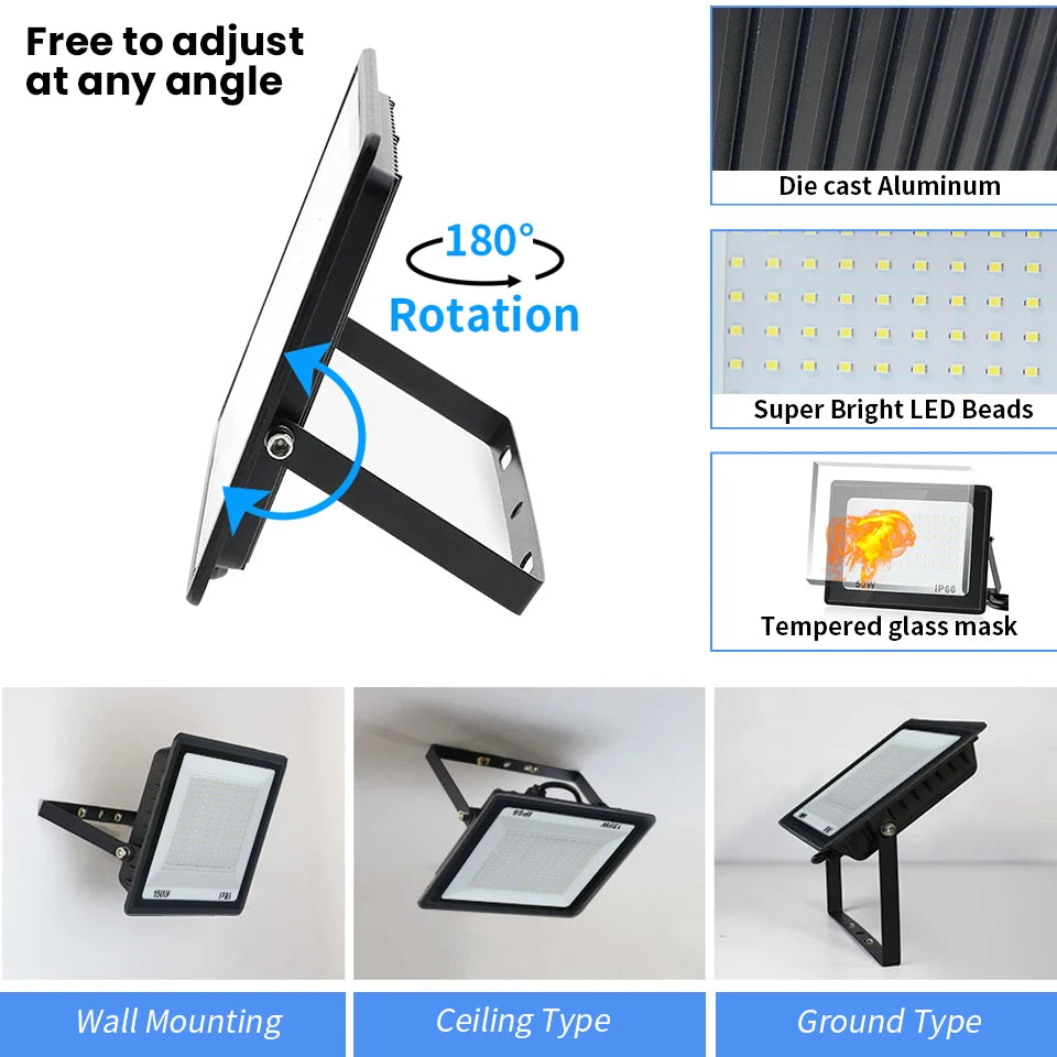 LED Floodlight 10-300W IP66 Waterproof Outdoor Security Light