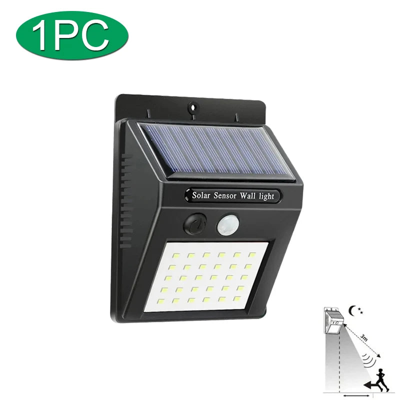 Solar Motion-Sensor Wall Light 30 LED 16W IP65 Waterproof