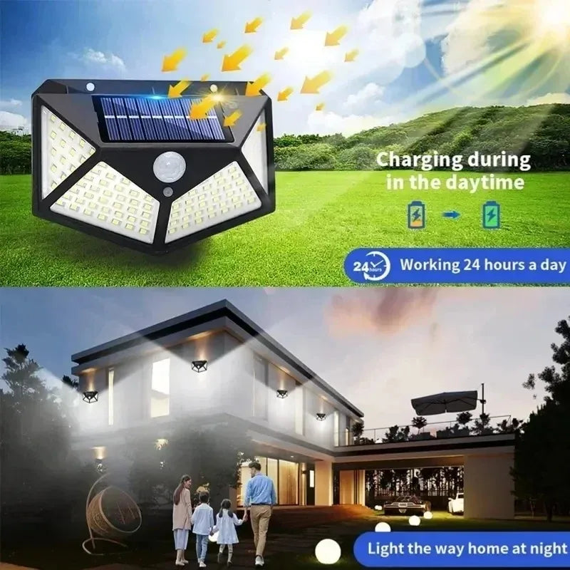 Brightguard Solar Motion-Sensor Wall Light 100 LED Waterproof